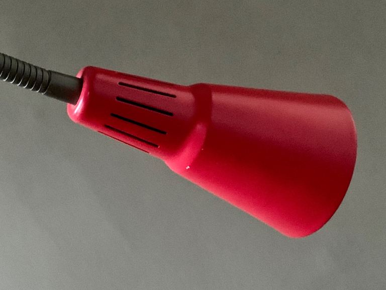 Vintage Retro Red & Bronze Swan Neck Standard Reading Lamp Light 1980s