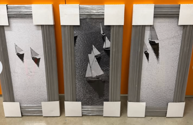 Set of 3 New Framed Sailboat Prints – Grey Wood Frames