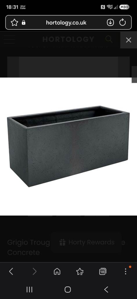 Hortology Grigio Trough Planter - Anthracite Concrete, New