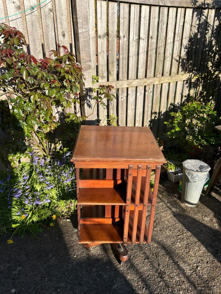 Revolving bookcase antique 1920s oak 