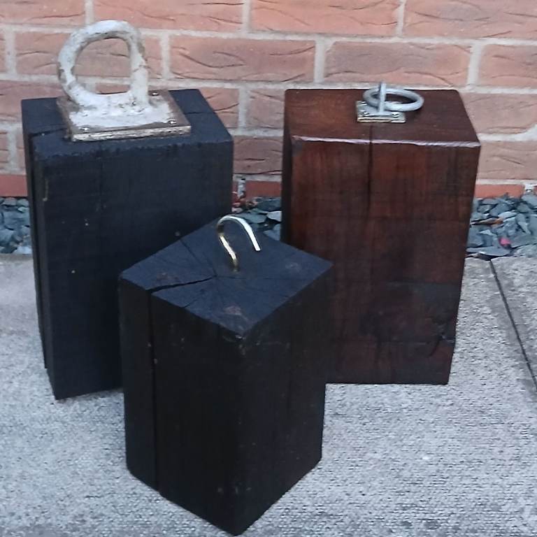 Set of 3 Heavy-Duty Rustic Solid Wood Doorstops (Chunky Patio/Bifold)