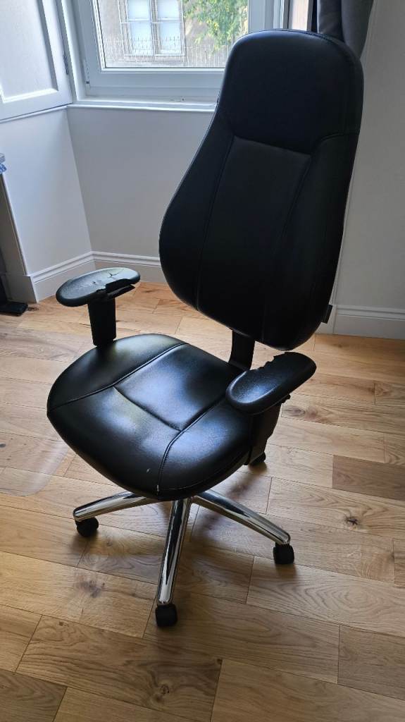 Office chair fully adjustable - black faux leather