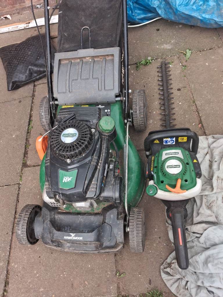  FOR SALE OR HIRE Hawksmore petrol lawnmower and trimmer