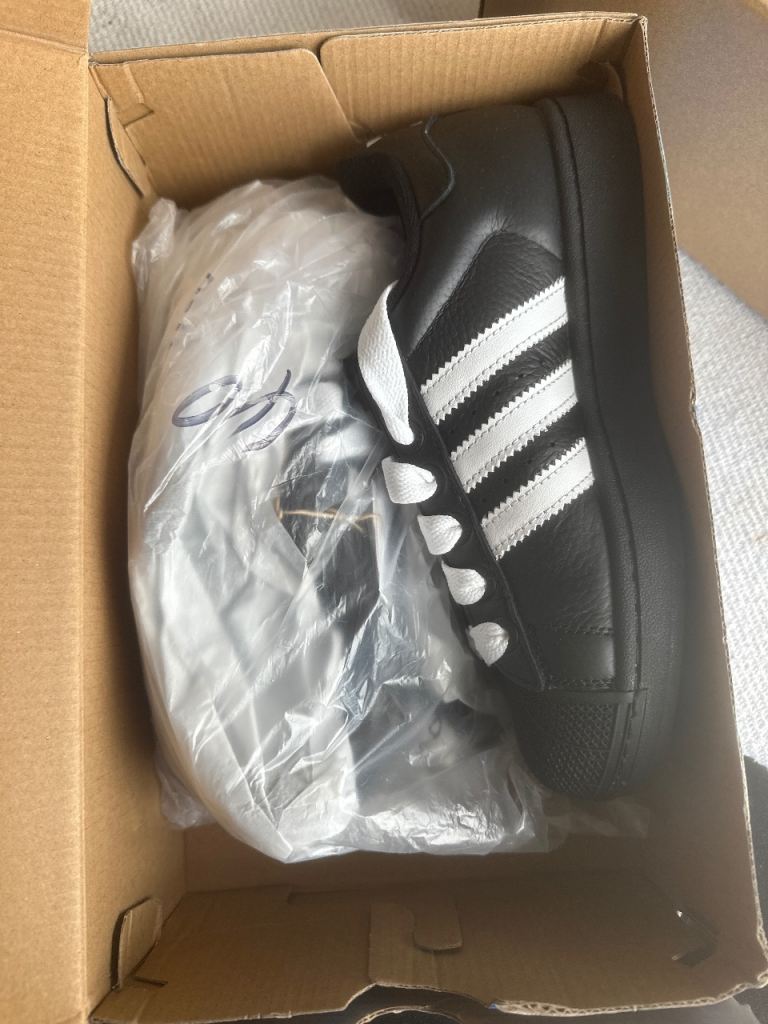 New Adidas Superstar Trainers - Black with White Stripes