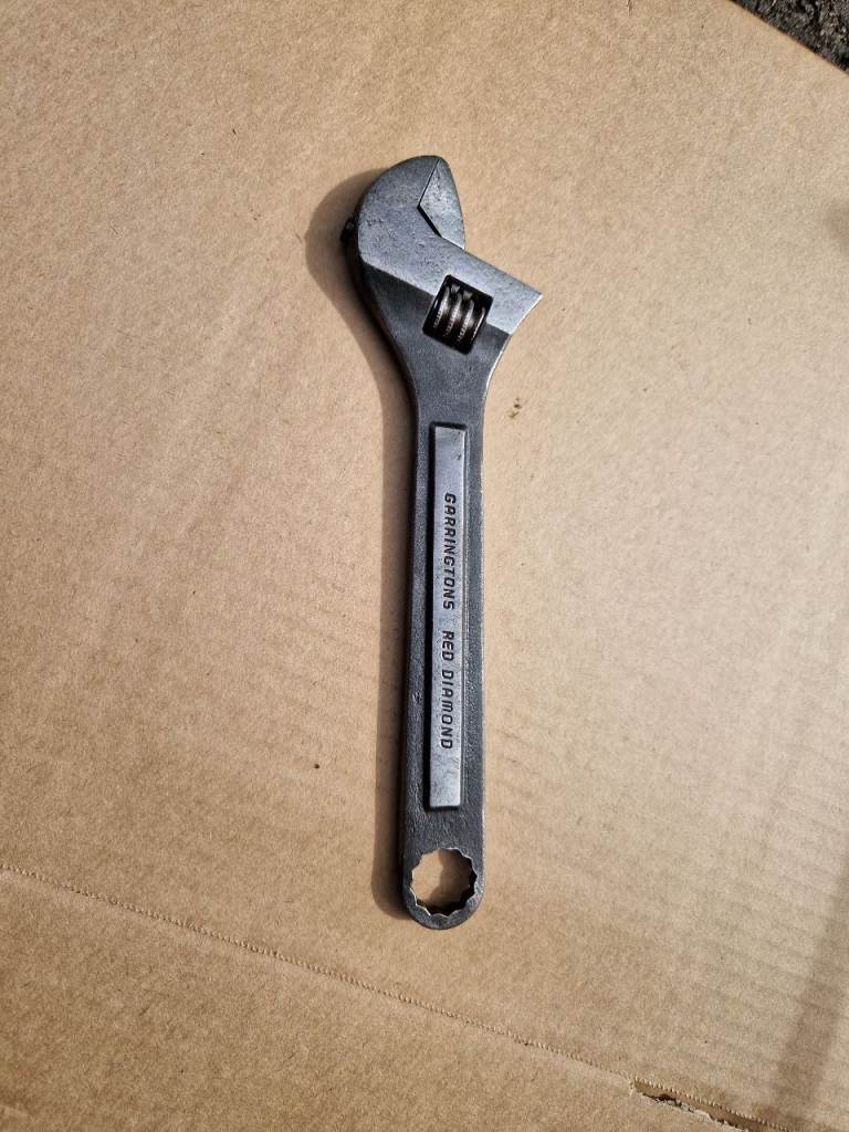 Garringtons Red Diamond adjustable spanner 8 inch. Made in England.