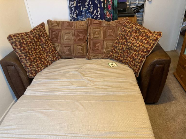 Faux leather 2-seater sofa bed