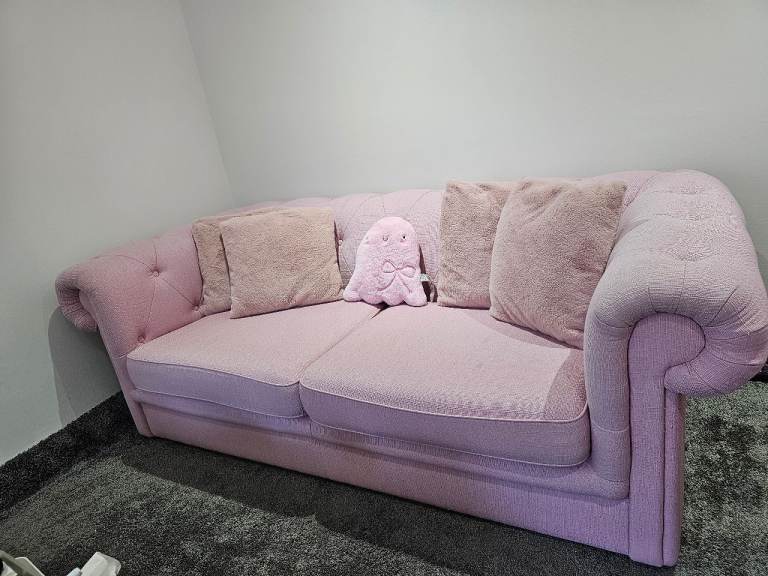 Dfs blush pink chesterfield 3&2 seater sofa's RRP 1.5K+