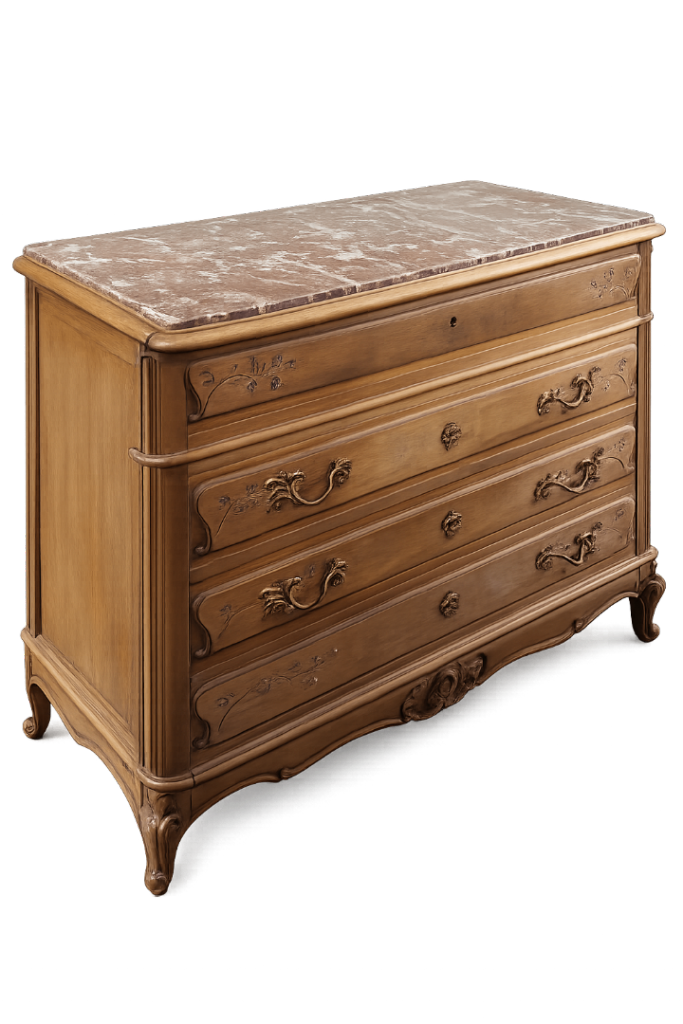 Vintage Wooden Chest of Drawers with Marble Top