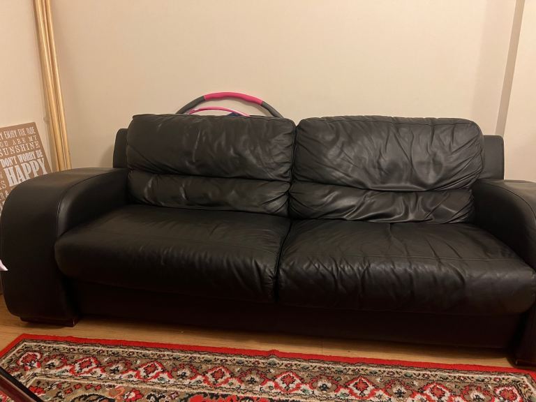 Black leather sofa Sofology