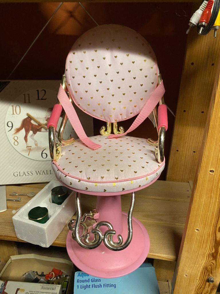 Our Generation Doll Salon Chair - Pink with Gold Hearts