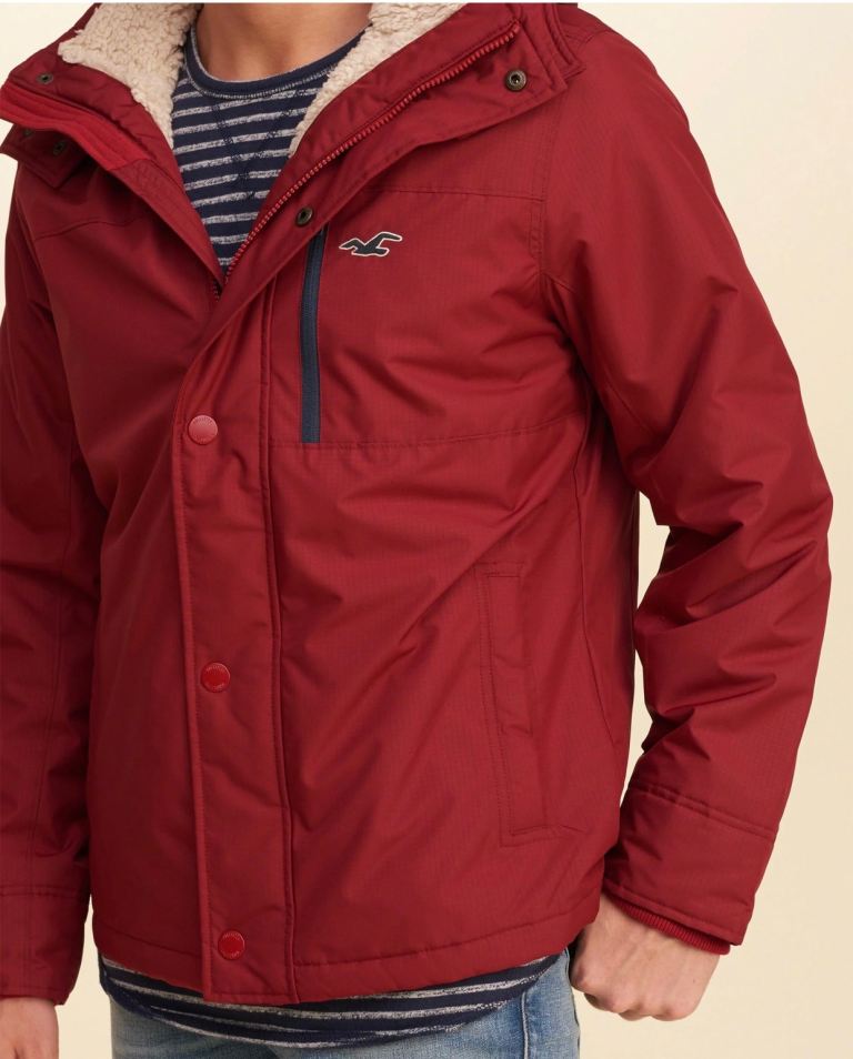 Hollister All-Weather Sherpa Lined Jacket (Red) - Men’s Size M