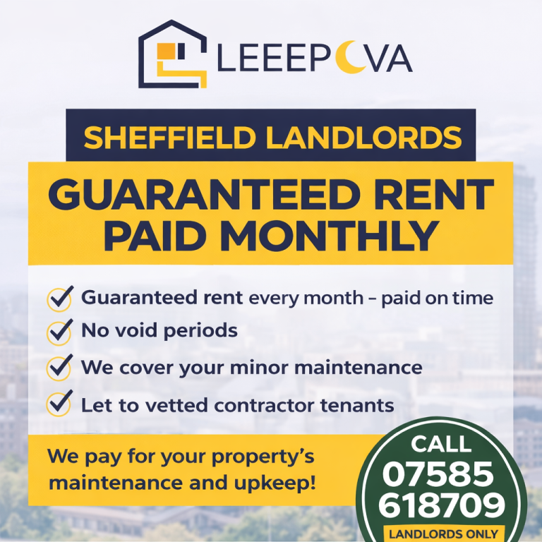 We rent (and maintain) qualifying Sheffield properties for 36+ months - guaranteed rent
