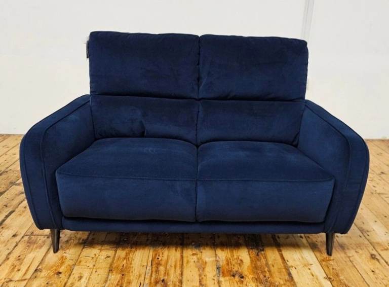 Brand New Furniture Village Sofa Domicil Logan 2 Seater Fabric In Velvet Navy RRP £1745
