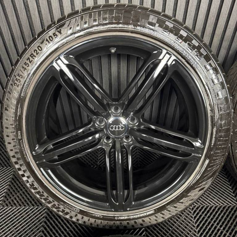 20'' GENUINE AUDI Q5 5 TRIPLE SPOKE SEGMENT BLACK S LINE TYRES ALLOY WHEELS ALLOYS
