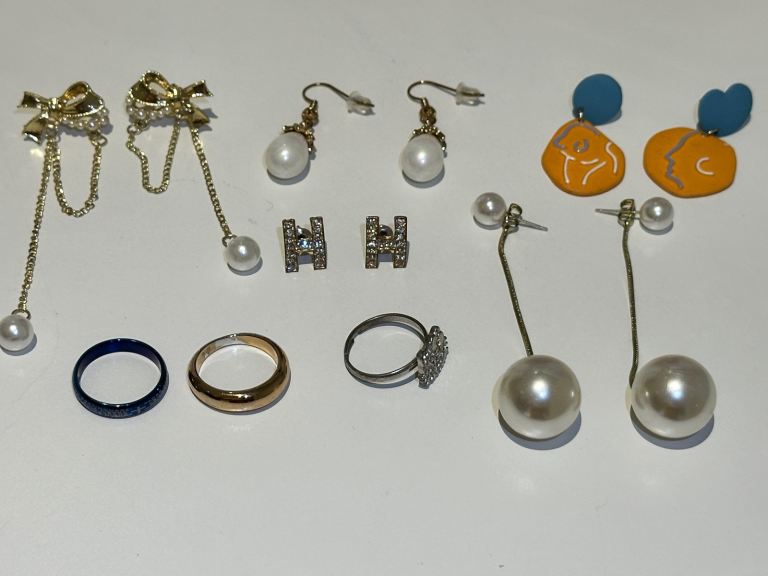 Mixed Jewellery Bundle - Earrings and Rings, Good Condition