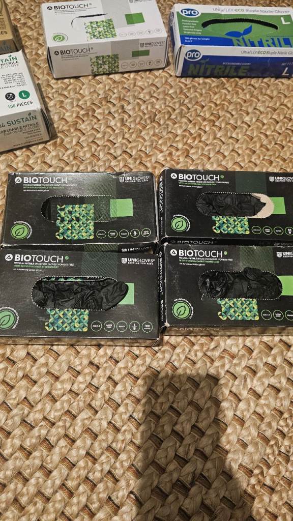 8 boxes 'Biodegradable' Nitrile gloves, not the cheap nasty ones