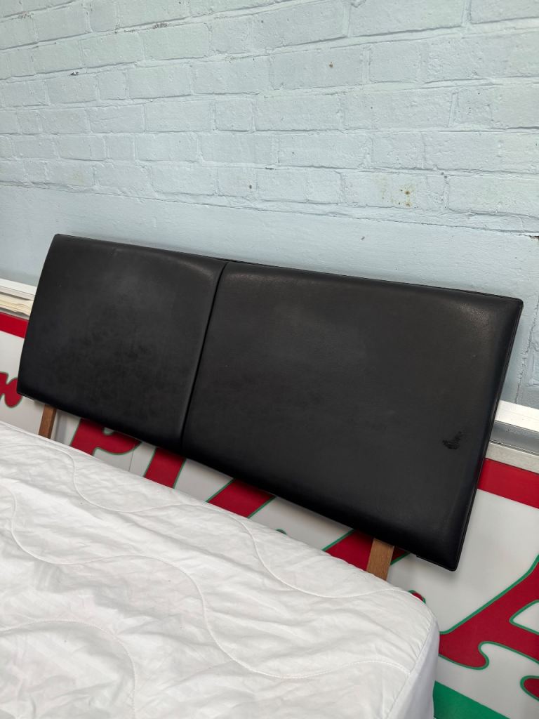 Black Faux Leather Headboard - Double 