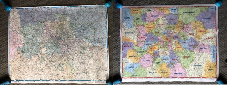 Geographers A-Z Laminated Administrative Boundary Map & Postcode Map Of London