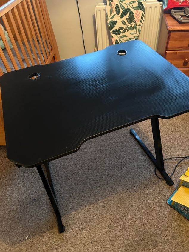 Ergonomic Black Gaming Desk PC Computer Desk with Headphone Hook