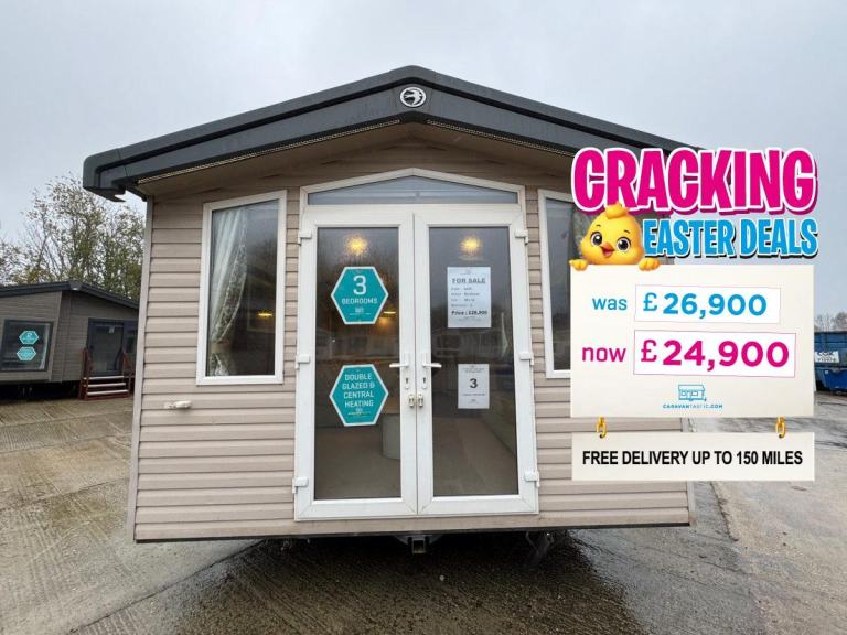 40ft Long 3 Bed Static Caravan - DG, CH, Patio Doors - Offsite for Private Land