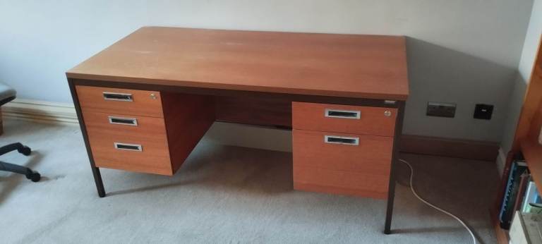 Sturdy Brown Office Desk with Drawers – Good Condition