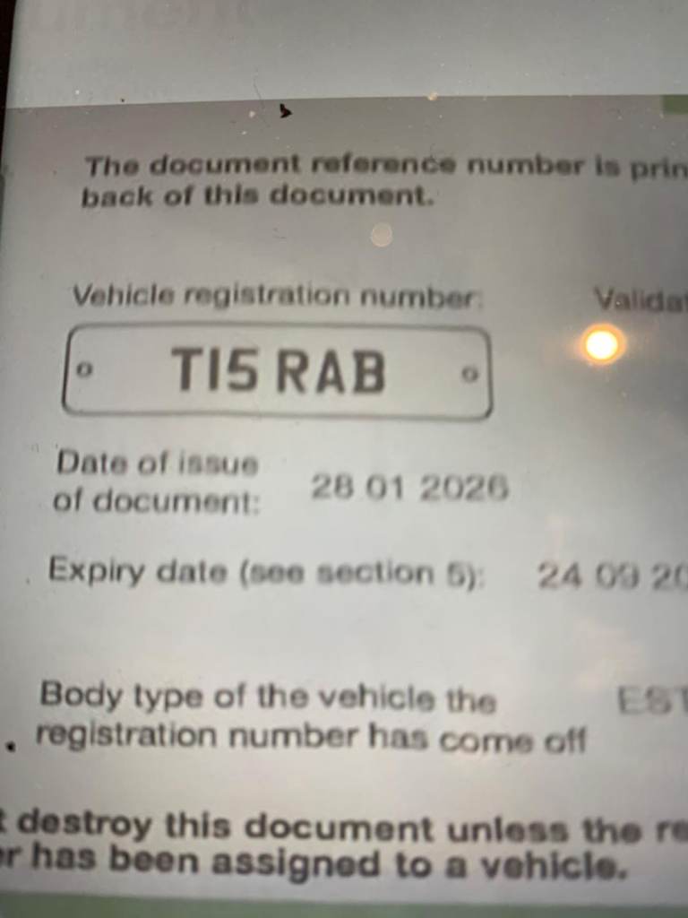 Private Car Registration Number T15RAB