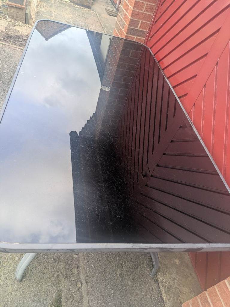 FREE to Collector - Large Black Glass Garden Table 
