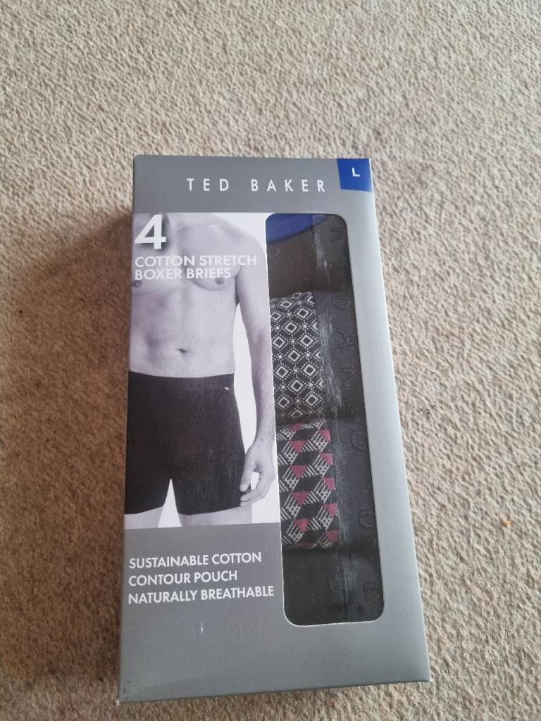 Ted Baker Men's Cotton Stretch Boxer Briefs - 4 Pack, Size L