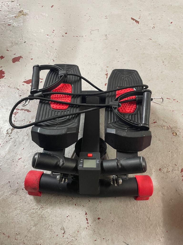 image for Mini Stepper Machine, Black and Red With Cables.