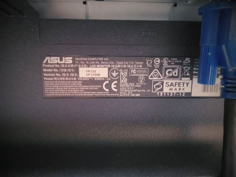 ASUS computer monitor 22 inch