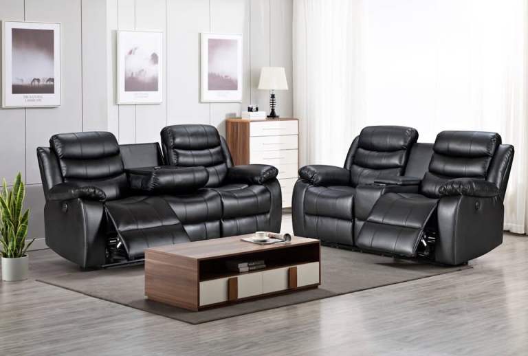 🔥 Brand New Roma 3+2 Recliner Sofa Set | Grey Faux Leather | Manual Recliner | Fast Delivery