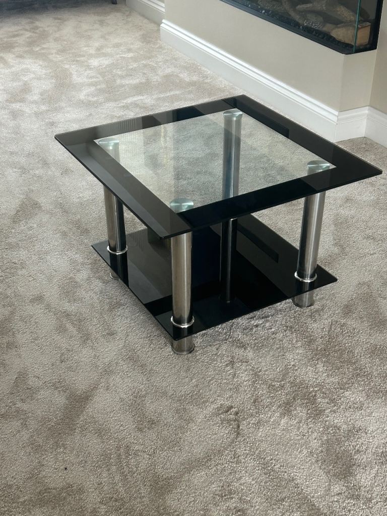Furniture Village Black/Clear glass side/coffee table 