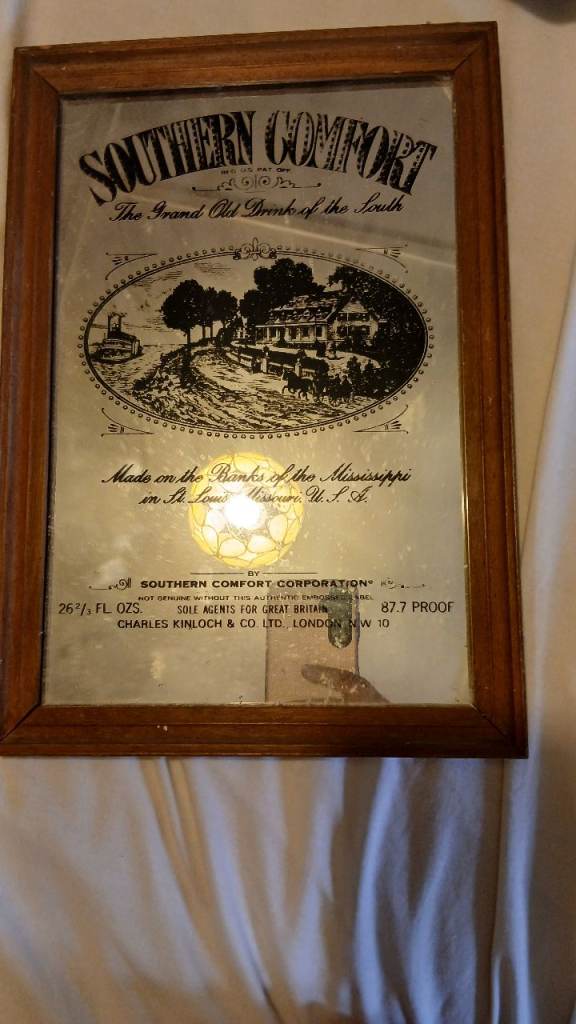 Vintage Southern Comfort Mirror Sign – Good Condition
