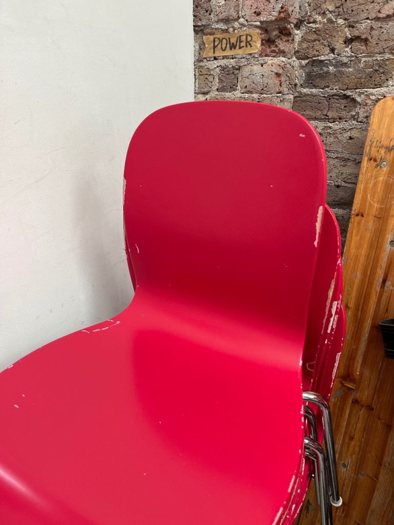 Red wooden Stacking Chair – Fair Condition