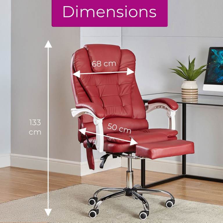  Neo Burgundy Faux Leather Office Chair with Footrest & Massage Function