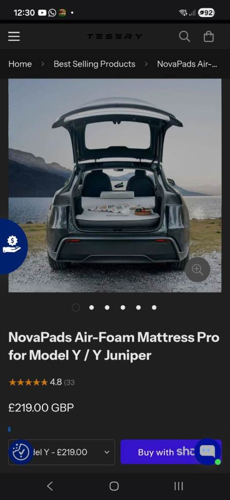 Tesla Model Y blow up mattress 