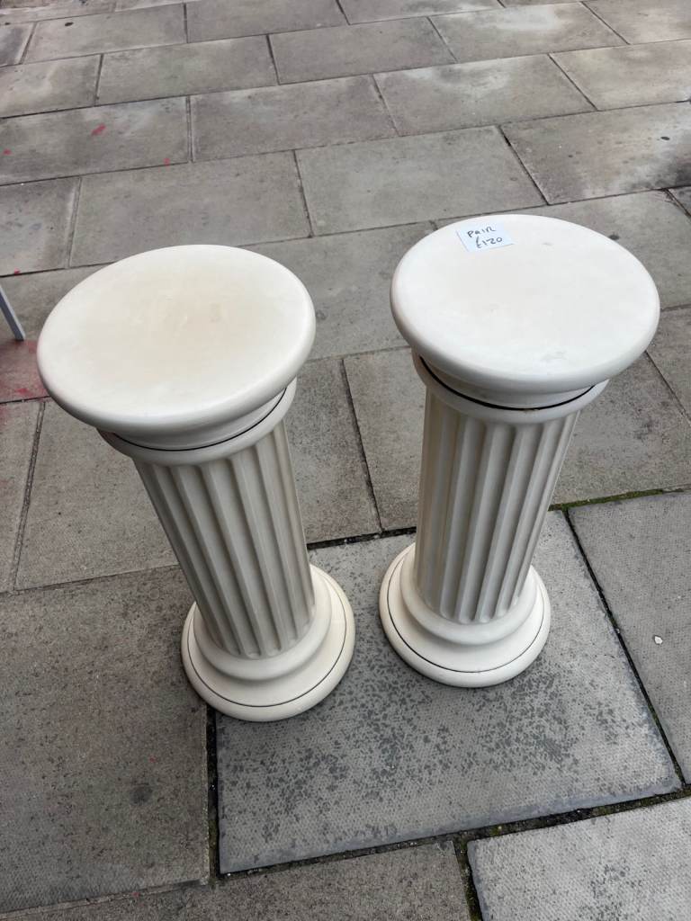 Pair of cream-coloured decorative pedestals, £120.00 for Sale