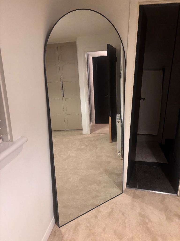 image for Large black curve top mirror - Brand New in box