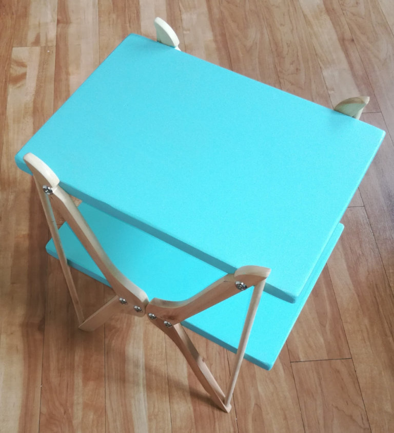 Side Table Coffee Table Bespoke Contemporary 2 Tier Pine Wood Turquoise Furniture Retro Design