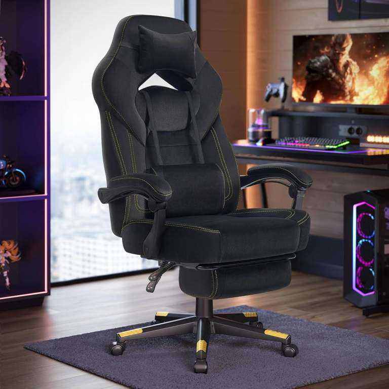 SONGMICS Premium Suede Gaming Chair with Footrest - Like New