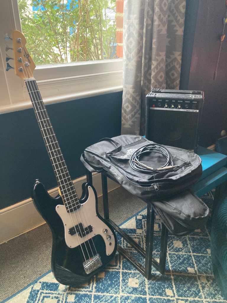 3/4 size Bass Guitar - as new plus amp