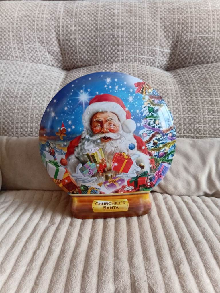 Churchill's Santa Christmas Snow Globe Tin