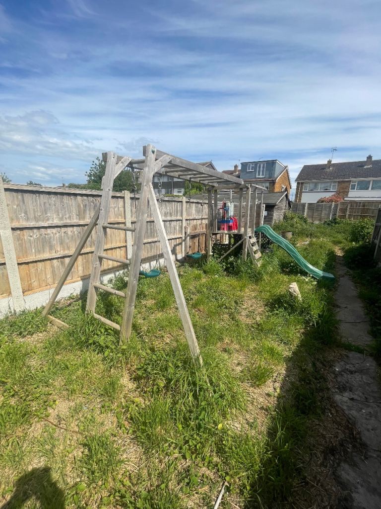 Playground slide and swing