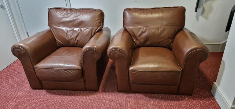 image for 2 faux-leather armchairs, free.