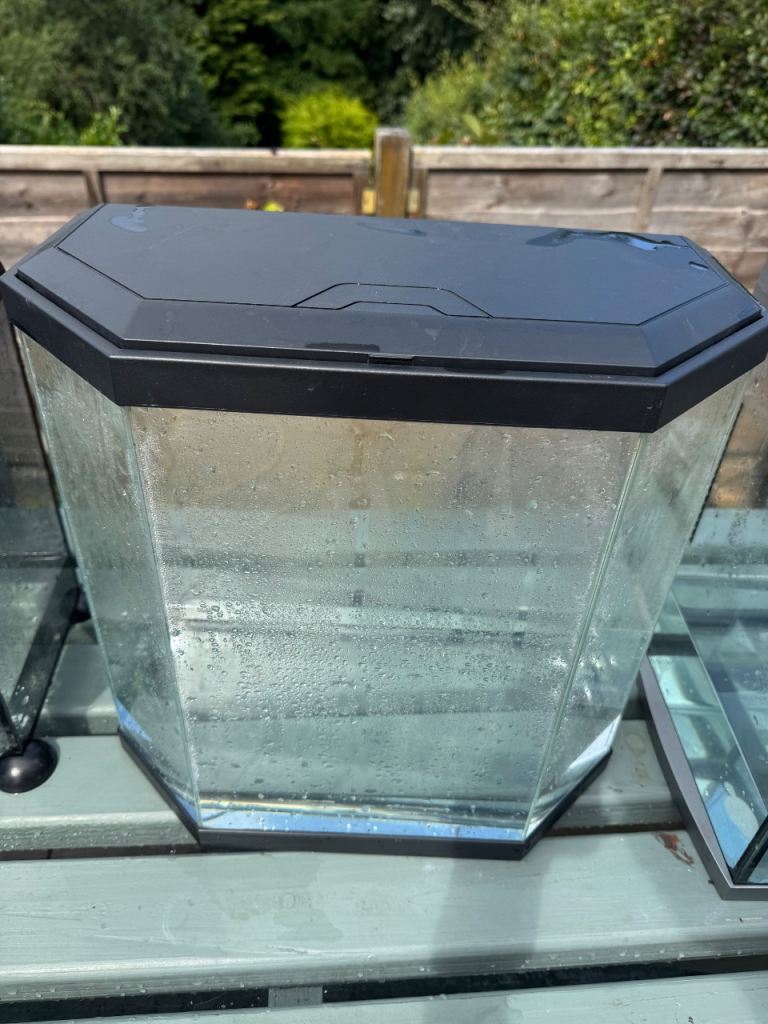 Small Glass Aquarium Fish Tank with Black Lid