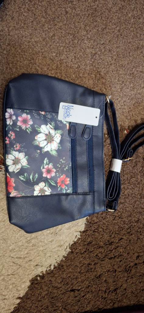 Nicole Brown Navy Floral Shoulder Bag - Brand New