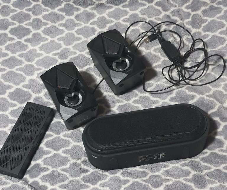 Mini jambox Bluetooth speaker,  Goodmans gaming LED speakers, larger Bluetooth speaker 