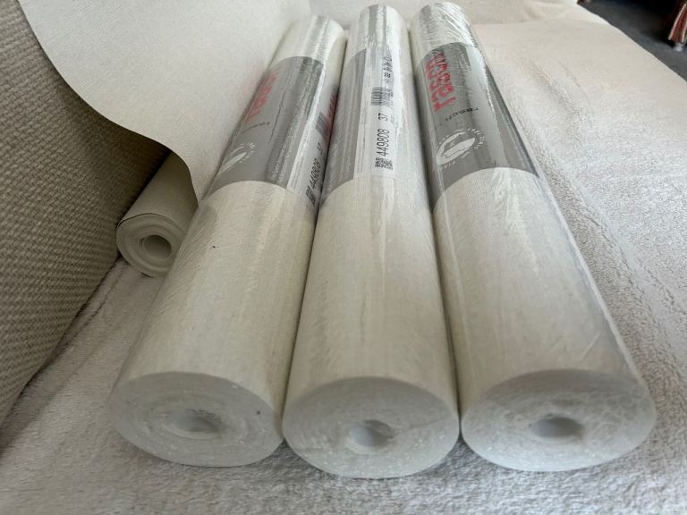 3 new Wallpaper Rolls plus a good half roll of New Rasch Off-White Textured Wallpaper