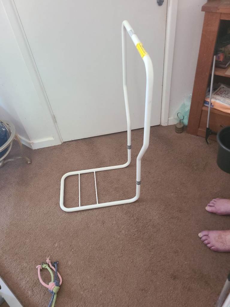 Bed Rail for Assistance – Good Condition, White Metal