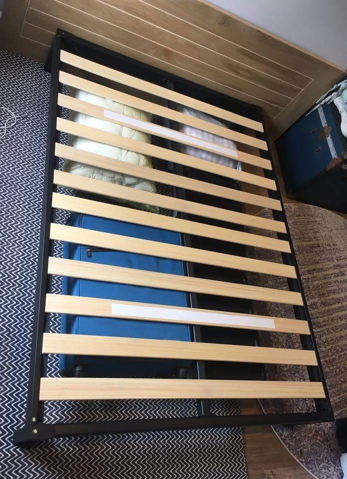 **FREE** Double metal bedframe, wood slats, low rise platform bed